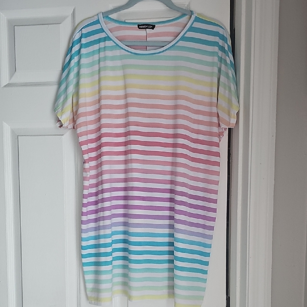 HEIMISH USA Multicolor Striped Short Sleeve Tee